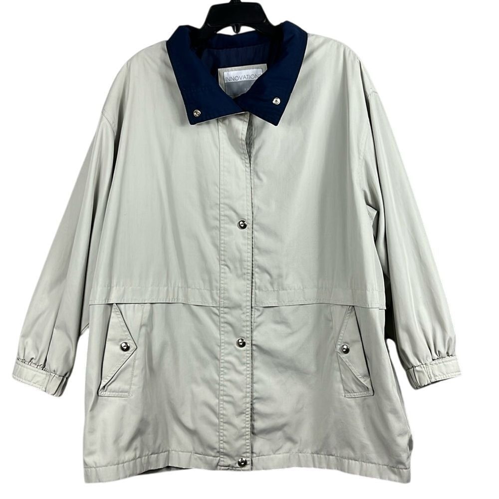 Innovations by Izzi Womens Long Sleeve Lightweight Anorak Jacket Size 2X Ecru‎